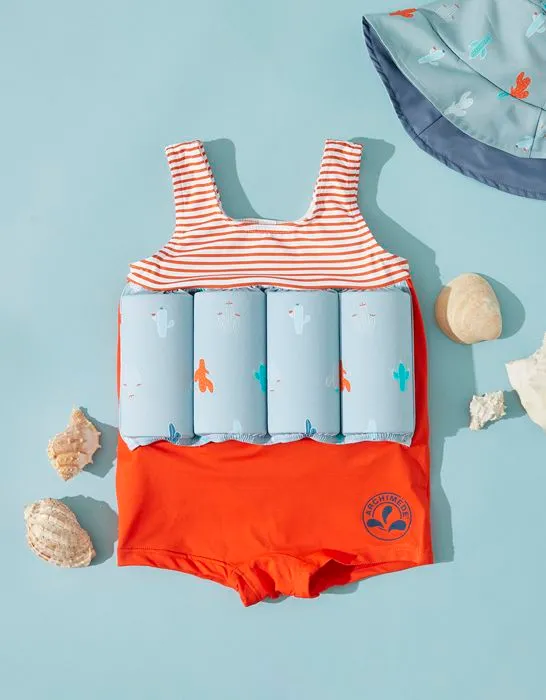 Maillot bouée à imprimé cactus 4 ans Bleu-0