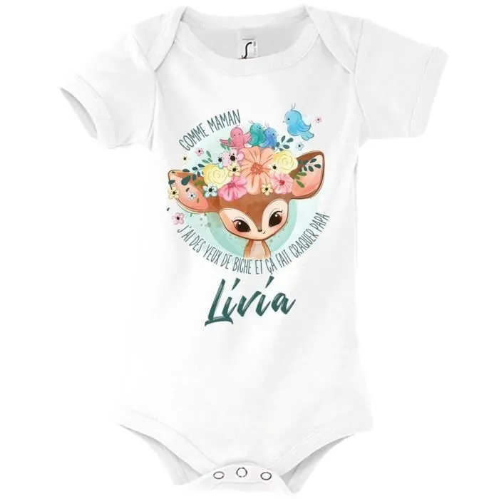 Body bébé fille Livia - Comme Maman yeux de biche - Blanc-0