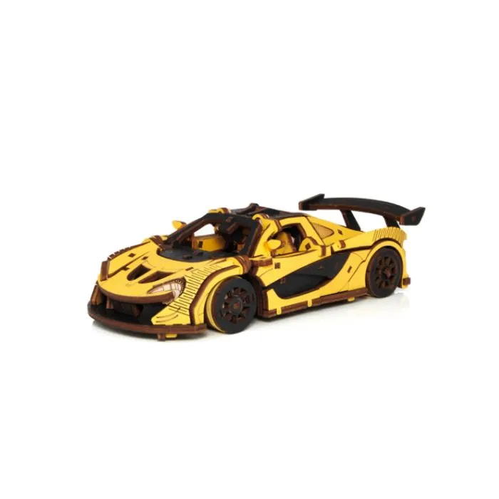 Maquette 3D - Graine Creative - Voiture jaune - 237 pièces - Entraînement mécanique - Portes ouvrantes-0