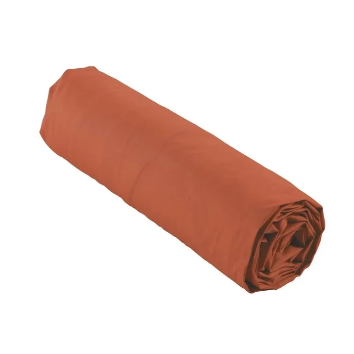Drap housse uni - DOUCEUR D'INTERIEUR - 140x190 cm - Percaline - Rouge-2
