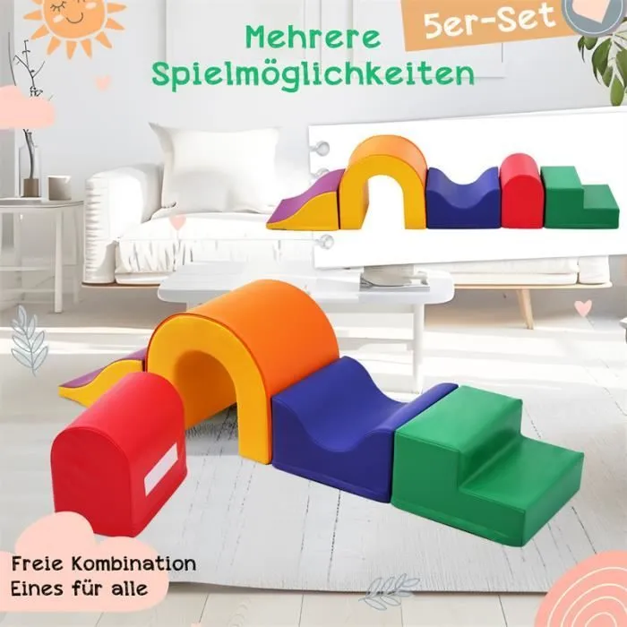 Modules de Motricité pour enfant - Blocs de construction géants 5 en 1 en mousse souple - colorée-1