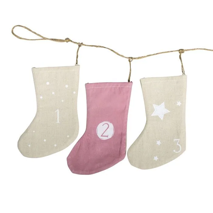 Calendrier de l'avent Bas de Noël, 220cm, bas 6x15cm, 1 pce.-1