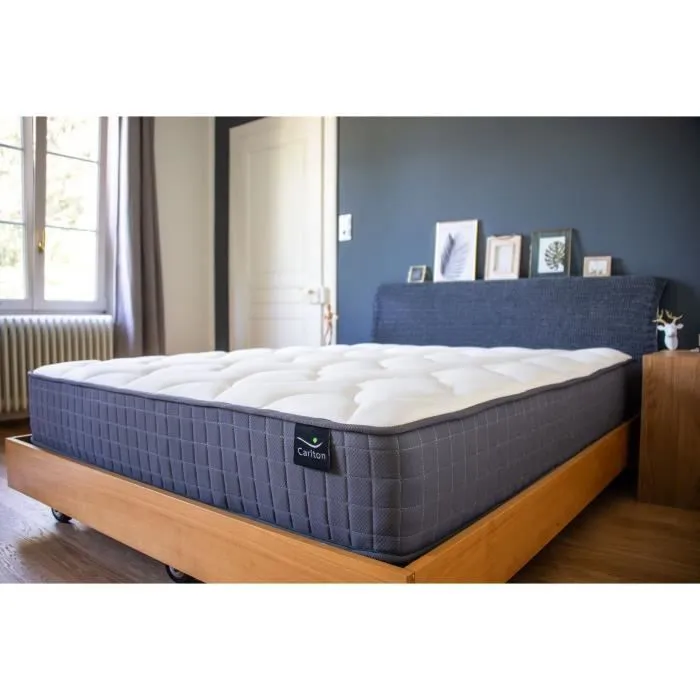 Matelas 140x200 cm WEBER - Ressorts ensachés et mousse mémoire de forme Blue-Sens 60kg/m3 - Confort équilibré-1