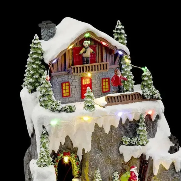 Village de Noël père Noël grimpeur animé 17 LED + transfo Feeric lights & christmas-1