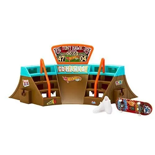 Coffret Fingerboard Hot Wheels Skate - Conçu avec Tony Hawk - Skatepark Stade - Pour Enfant de 5 ans et plus-0