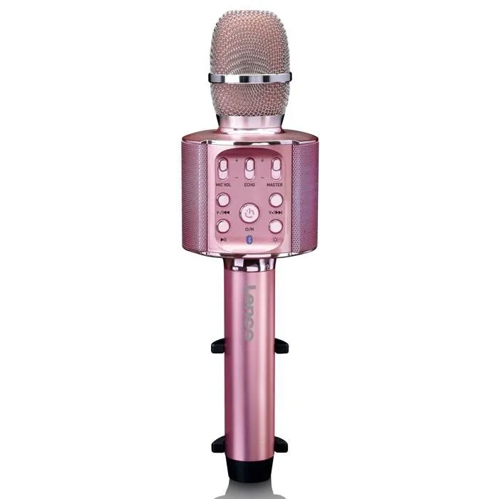 Lenco BMC-090PK - Microphone Bluetooth® pour karaoké avec enceinte et éclairage - Rose-0