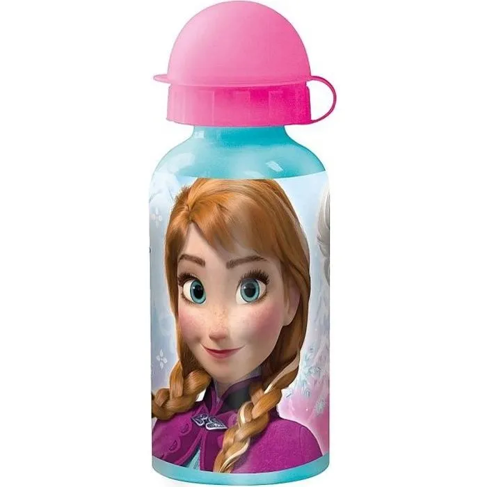 Bouteille en aluminium - Disney - La Reine des Neiges - 400ml - Métallisé bleu - 17 cm-0