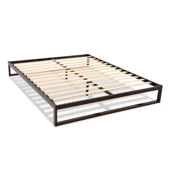 Sommier à lattes en métal Pandore 140x190 cm Coloris Noir Livré en kit-1