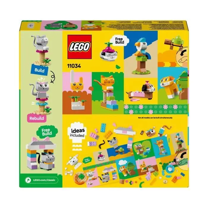 LEGO® 11034 Classic Les Animaux de Compagnie Créatifs, Jouet avec Animaux, Modèle Chien, Chat, Lapin, Hamster et Oiseau-5