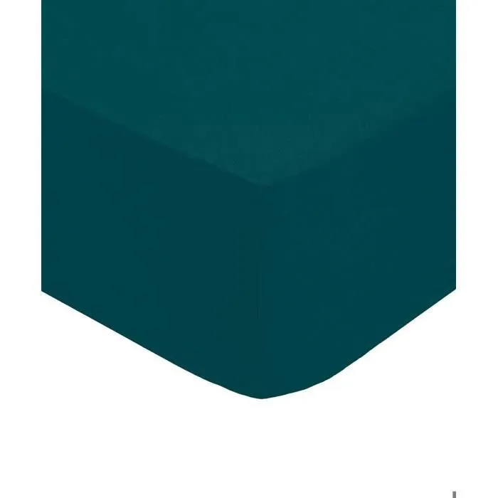 Drap-housse - percale - bleu - 90x190 cm - Bleu égéen - Atmosphera createur d'interieur-0