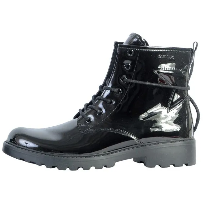 Bottine Enfant/Fille Geox Casey J9420G - Noir - Lacets - Cuir verni-0