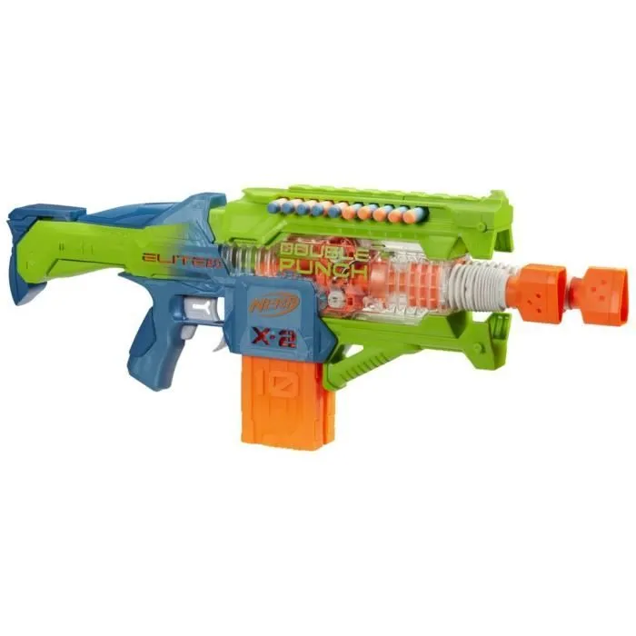 Nerf Elite 2.0 Double Punch Blaster motorisé, canons alternatifs Rapides, 50 fléchettes Nerf Elite, 2 chargeurs 10 fléchettes, dès 8-1
