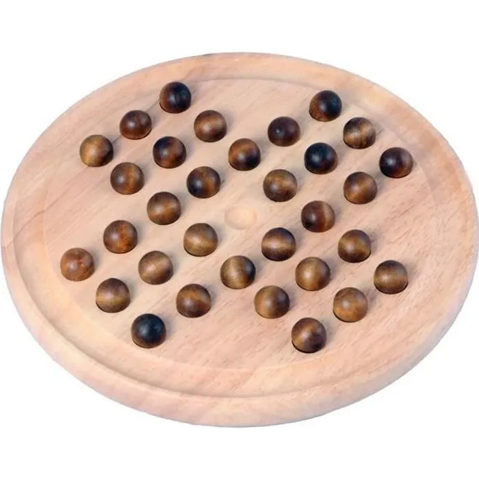 Jeu de Societe - Engelhart - Joli jeu de solitaire anglais - 33 trous en bois 23 cm-0
