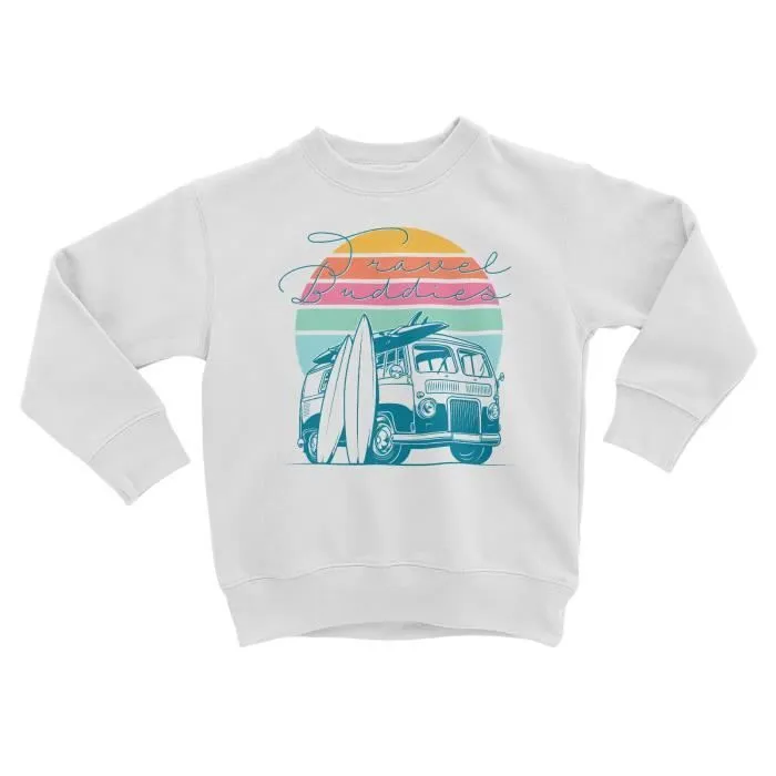 Sweatshirt Enfant Travel Buddies Plage Surf Van Voyage Camping-0