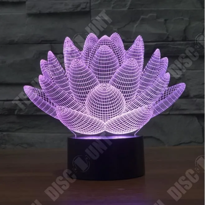 TD® Touch charge Lotus 3D coloré lumière veilleuse visuel stéréoscopique 3D LED Illusion lumière Durable faible consommation-3