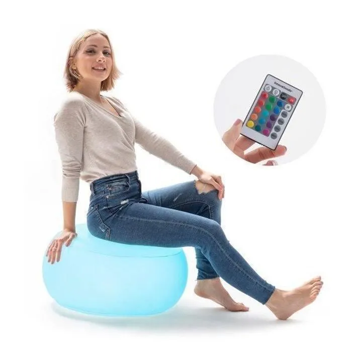 Fauteuil gonflable - InnovaGoods - Rond - LED multicolore - Résistant à l'eau - Portable-0