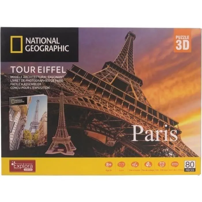 Puzzle 3D - Tour Eiffel - Jeu de construction - EXPLORA - 80 pièces - Dès 8 ans-4