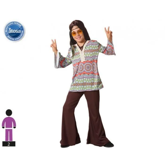 Déguisement hippie psychédélique - AC-DÉCO - Polyester - 5-6 ans - Multicolore-0