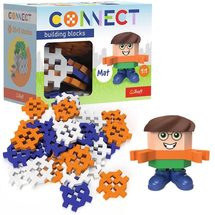 Jeu de briques de construction Connect figures colorées Mat 35 éléments Trefl-0