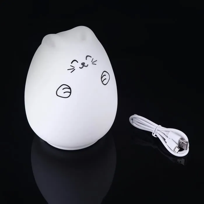 LED Veilleuse pour enfant Rechargeable 8 couleurs Lampe en Silicone Chambre d'enfant bébé souples en silicone Contrôlable par Touche-3