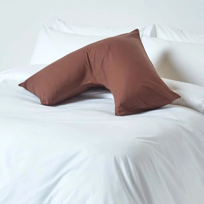 Taie d'oreiller spécial oreiller cervical en coton égyptien 200 fils Forme V marron-1