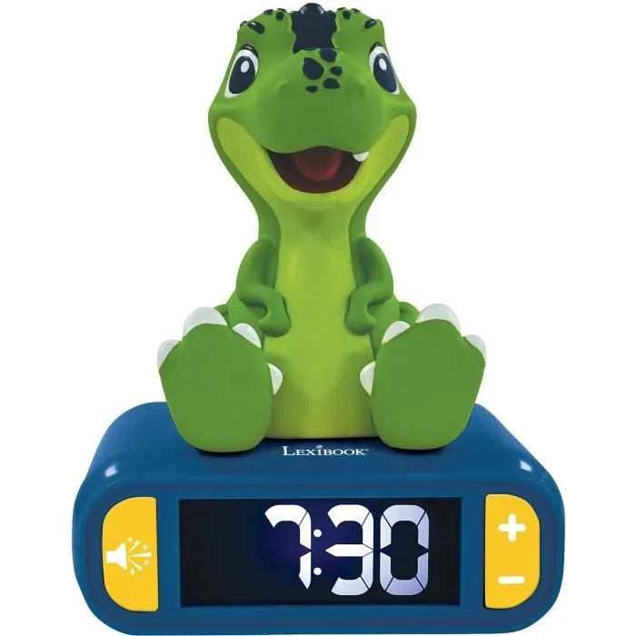 Réveil digital avec veilleuse lumineuse Dinosaure en 3D et effets sonores-0