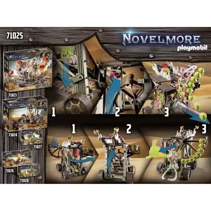 Tour d'attaque PLAYMOBIL Novelmore Sal'ahari Sands avec 3 squelettes, 1 catapulte et 1 roue mitrailleuse-4