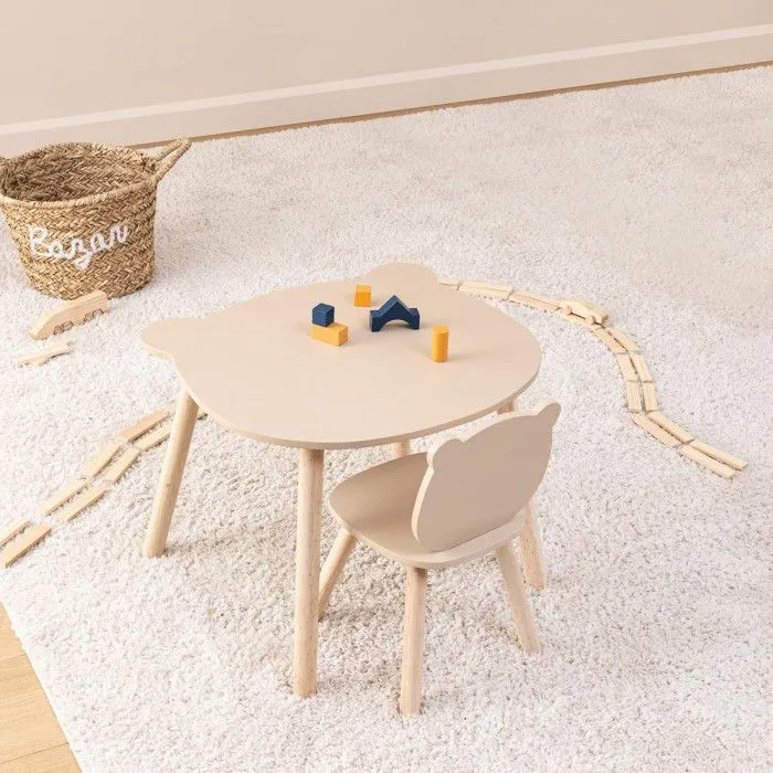 Chaise enfant ourson Douceur bois naturel - Atmosphera createur d'interieur - Beige-3