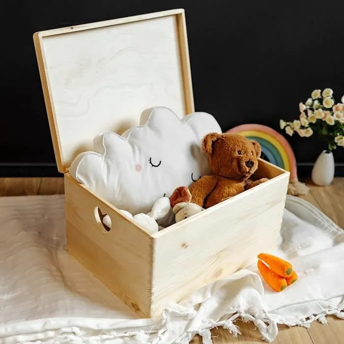 Creative Deco Caisse Bois Rangement 40x30x24cm - Boîte de Rangement Bois - Boite Rangement Cuisine - Caisse de Rangement Couvercle-1