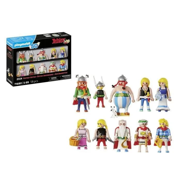 PLAYMOBIL 71680 Astérix, César et les irréductibles Gaulois, coffret spécial 10 personnages d'Astérix, Dès 5 ans-0