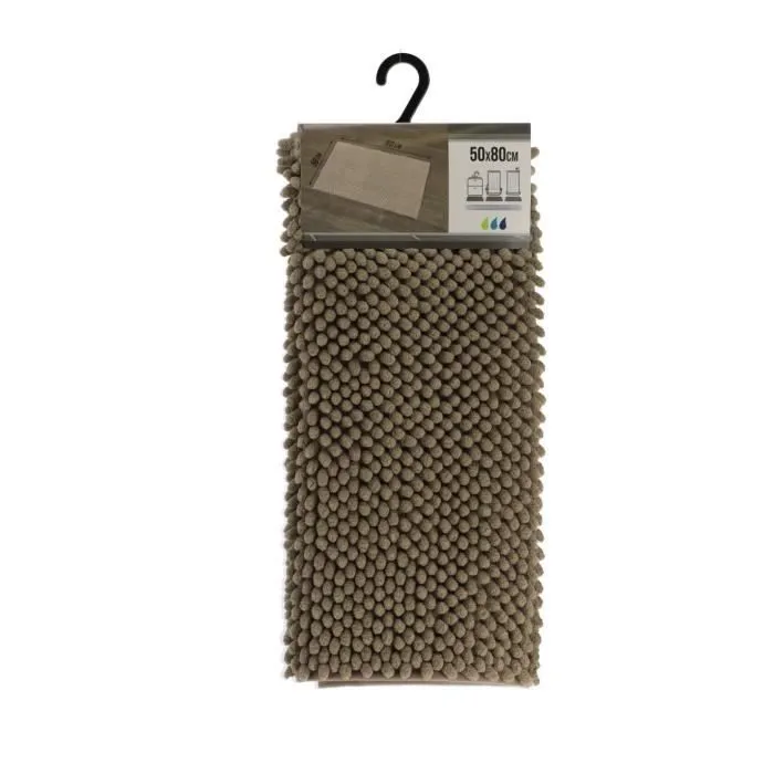TENDANCE - Tapis de salle de bain Marron Taupe en Microfibre Boules 50 x 80 cm-0