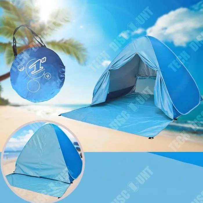 TD® Tente de plage extérieure   200×165×130CM    Revêtement de protection solaire   Avec rideau de porte Tente solaire de bord de me-1