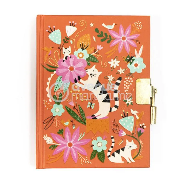 Journal intime avec cadenas - Chats et fleurs - Carnet privé 240 pages-0