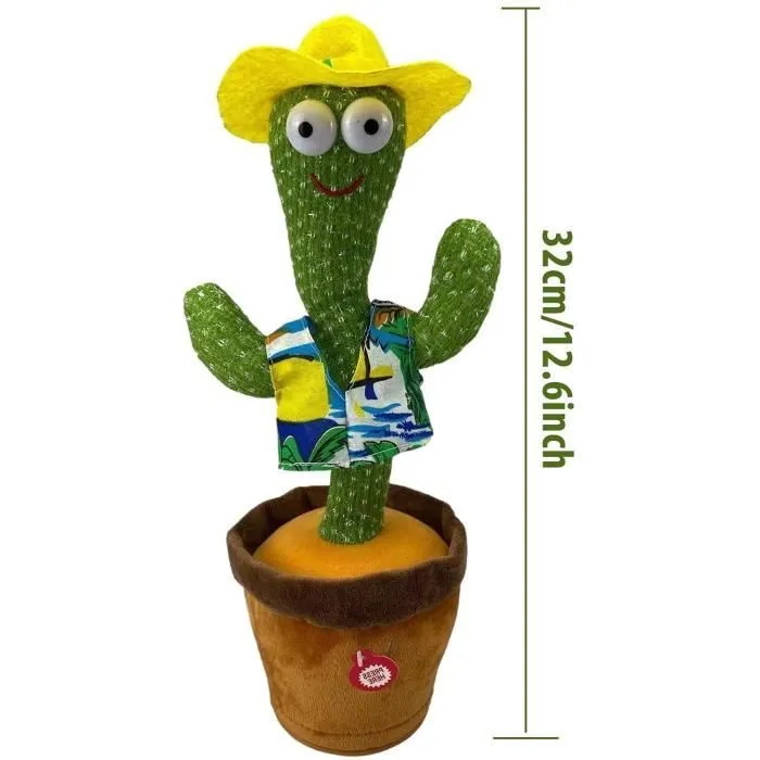 Dancing Cactus, Jouet Électronique en Peluche Qui Répète Ce Que Vous Dites Et Chante, Cactus Qui Chante Et Danse-1