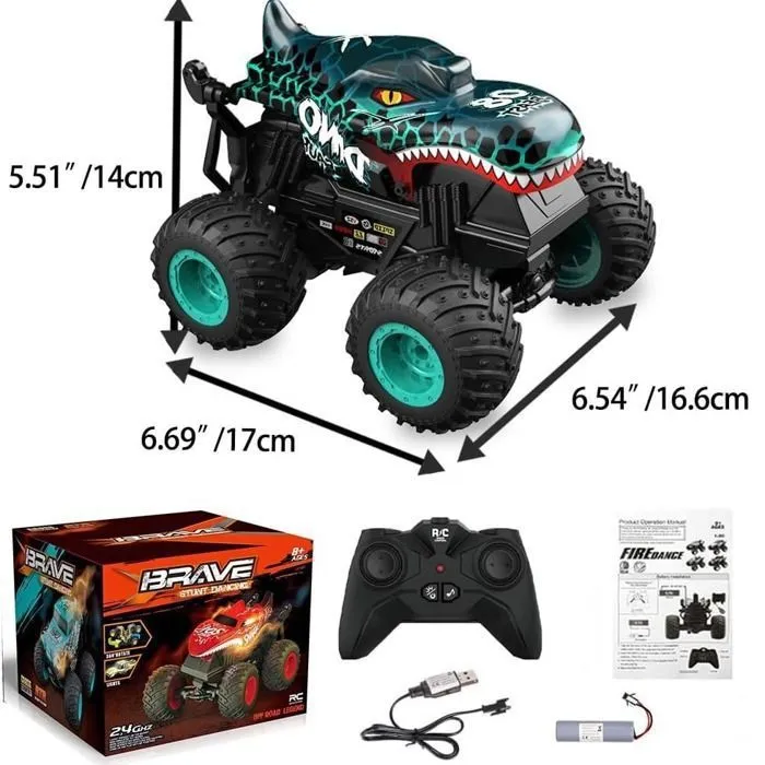 Véhicule radiocommandé - Jouets garçon - Monster Truck 1:20 - 20 km/h - Lumières LED - Danse améliorée-4