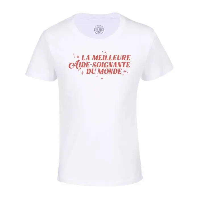 T-shirt Enfant Blanc La Meilleure Aide Soignante du Monde Medical Para medical Maison de Retraite-0