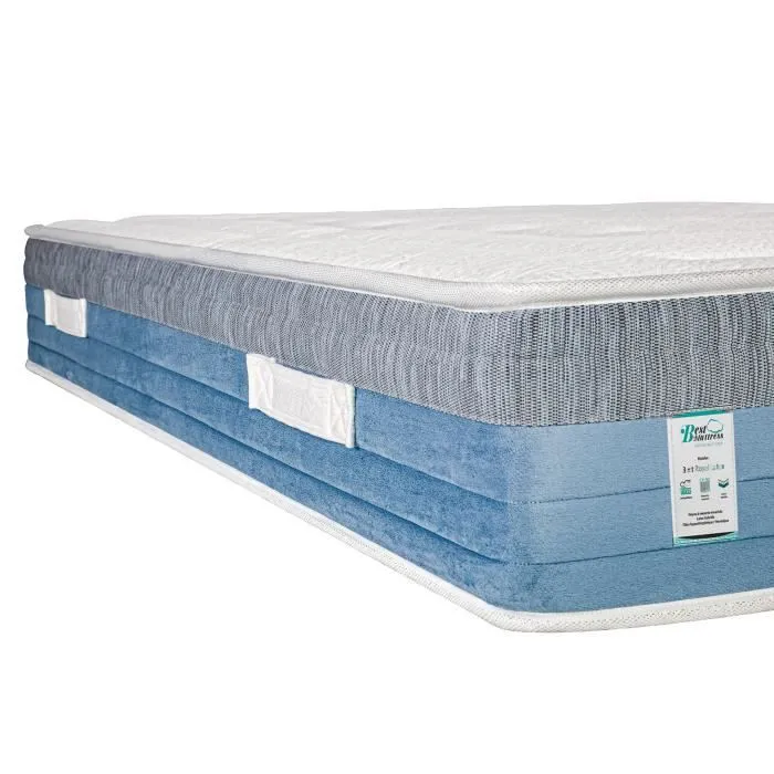 Matelas 140x200 cm, BestRoyal, 27cm, ressorts ensachés, mousse mémoire de forme, indépendance du couchage-1