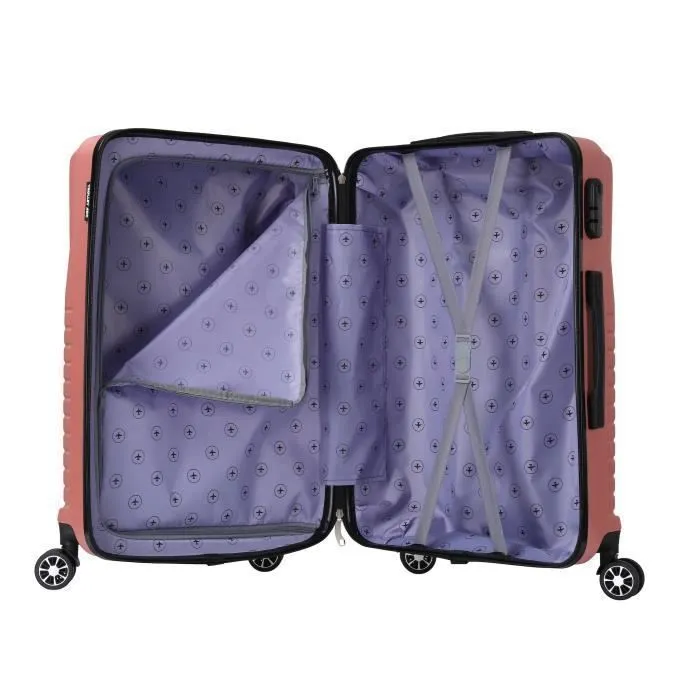 Valise Moyenne - TROLLEY ADC - 65x40x25cm - Coque Rigide ABS - 4 Roues 360° - Serrure à Combinaison - Rose-3