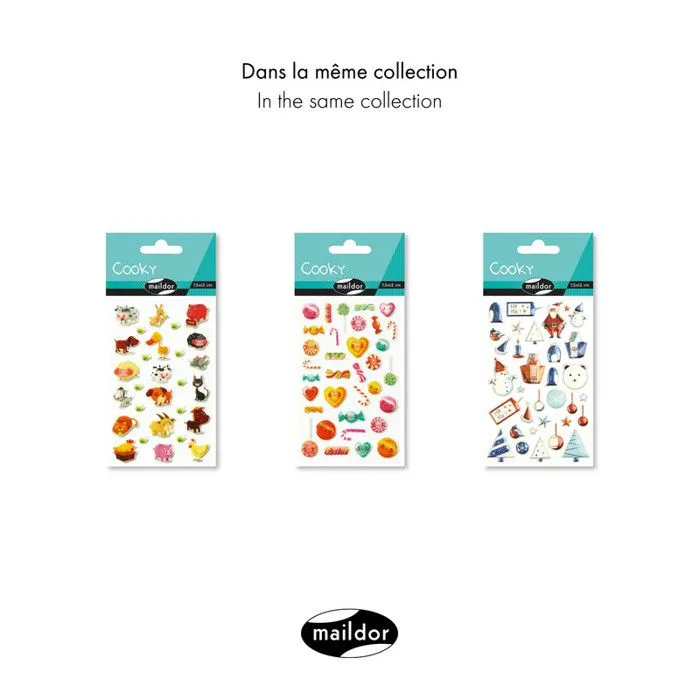 Stickers 3D - MAILDOR - Cooky - Pochette de 160 - Résine époxy - Mixte-4