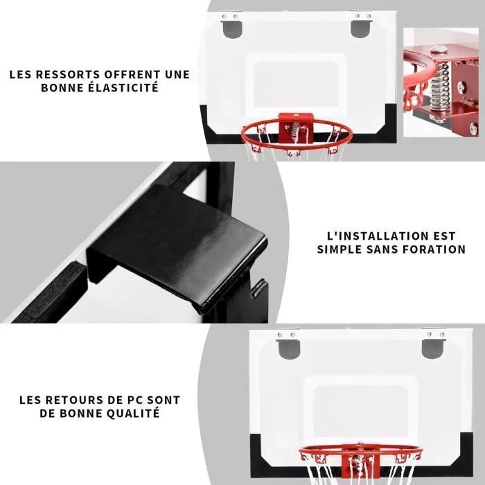COSTWAY Mini Panier de Basket Mural 45 x 30 CM à Fixer en Suspension à l’Intérieur en PC pour Jouer de Loisir Chambre Bureau Blanc-2