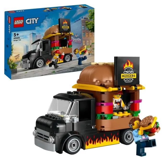 LEGO® 60404 City Le Food-truck de Burgers, Jouet de Camionnette, Jeu Imaginatif avec Camionnette et Minifigurines-0