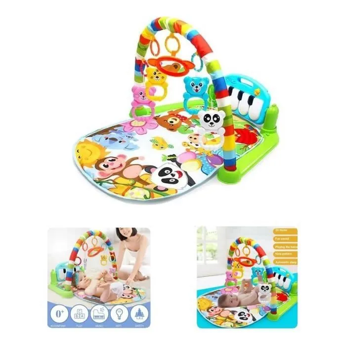 Tapis d'Éveil Évolutif Bébé de jeu Tapis Amis de la Jungle Tapis de jeu musical pour bébé-0