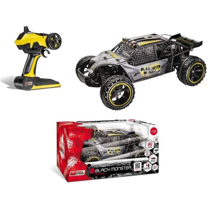 Buggy radiocommandé MONDO Black Monster R/C 1:12 - 4 roues motrices - Résistant à l'eau-0