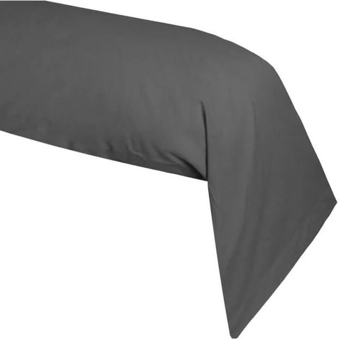 Taie de traversin - CONFORT - Gris anthracite - 100% coton - 45x185 cm - Housse certifiée OEKO-TEX-0