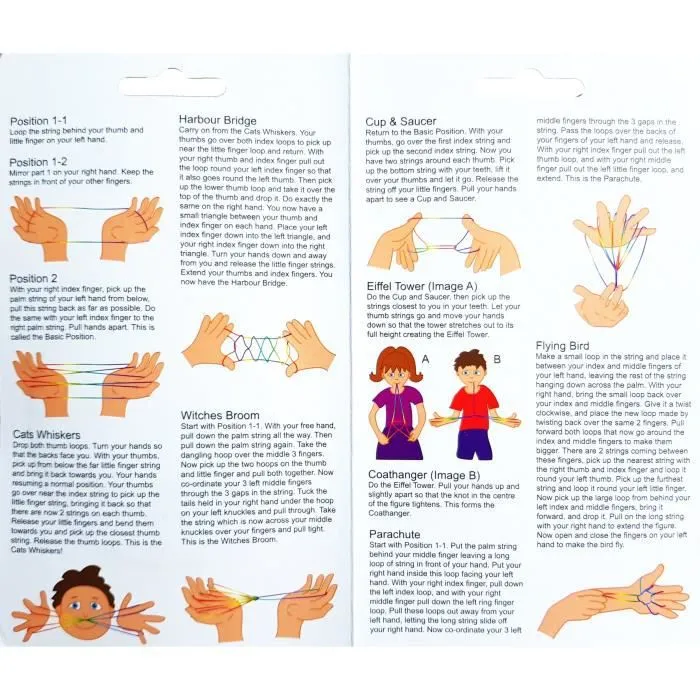 Jeu de ficelles magiques Cat's Cradle x4 - Fluo Multicolore - Cats Cradles String Art-1