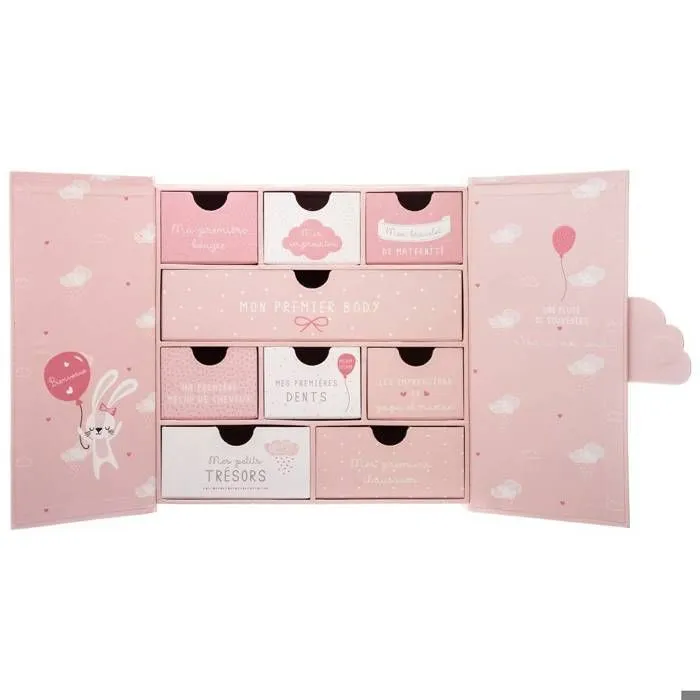 Coffret cadeau de naissance "Royaume des souvenirs" 22x22 cm - Gris - Atmosphera createur d'interieur-2