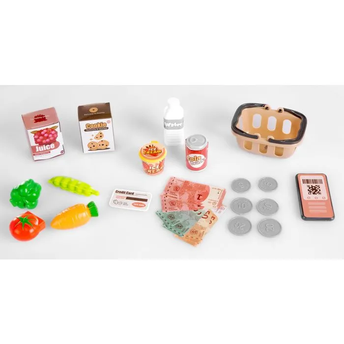 Kinderplay Caisse enregistreuse enfant avec calculatrice, sons, lumière, scanner, accessoires – dès 3 ans, KP3437-4