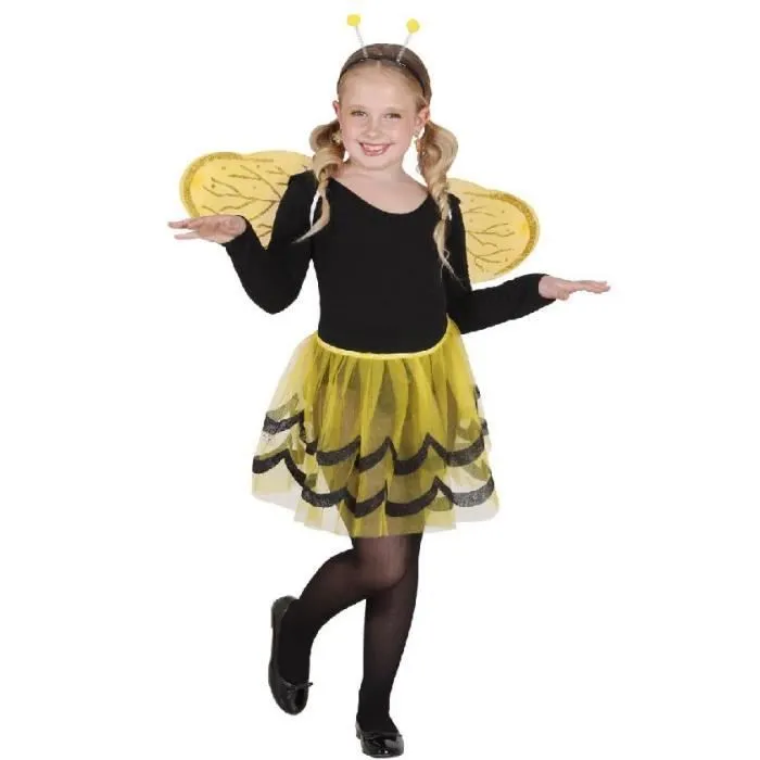 Déguisement abeille enfant - Tutu jaune transparent à rayures noires élastiques - WIDMANN-1