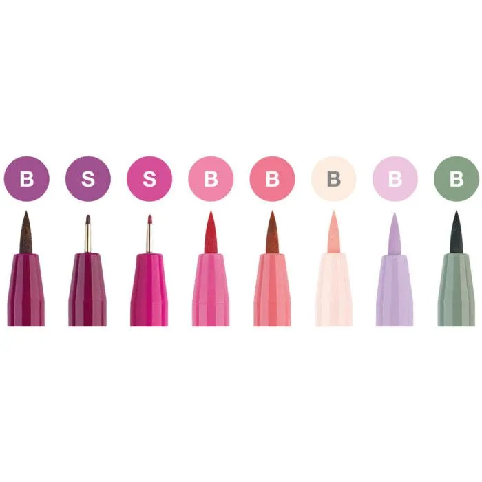 Feutres - Faber-Castell - Pitt Artist Pen - 8 Feutres - Nuance de Rose - Avancé-1