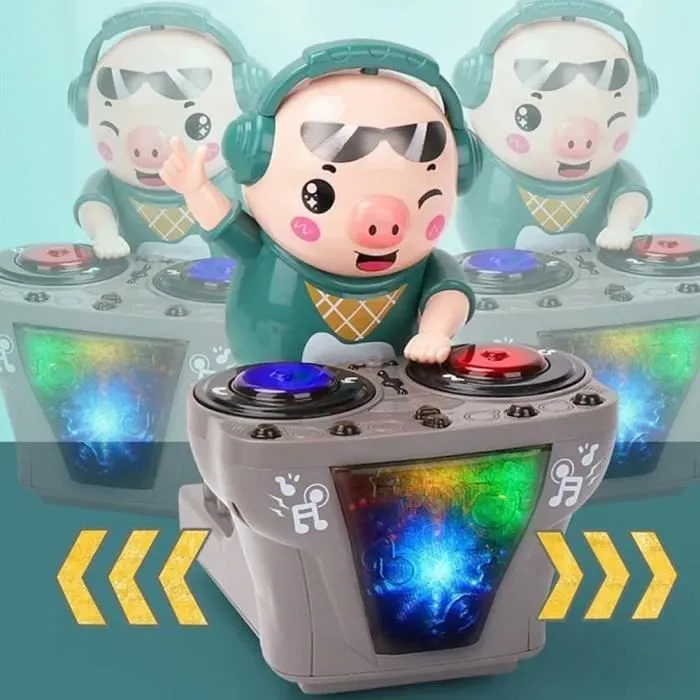 Jouet Cochon DJ à Balancer, DJ Swinging Piggy Toy, DJ Electric Music Dancing Pig Toy, Jouet Rock DJ Cochon avec Musique et lumières-1